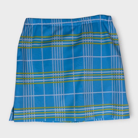 Haymaker Vintage Polyester Short Skirt Size 14 Blue Yellow Check - Picture 2 of 6
